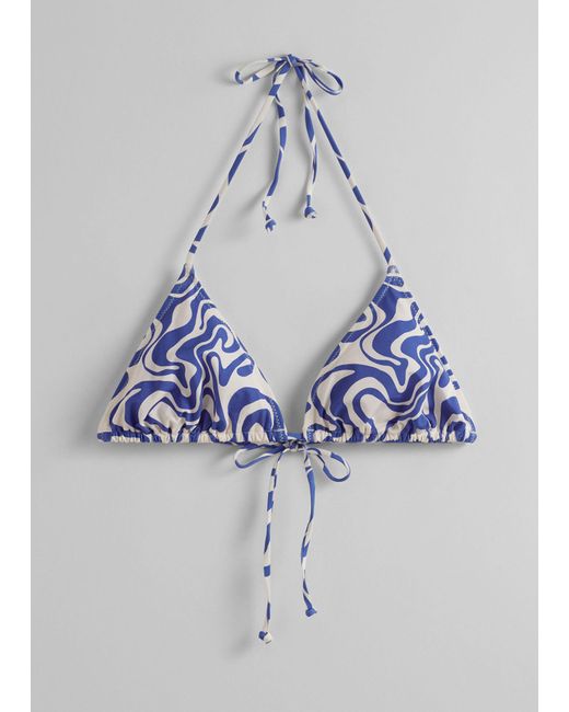 & Other Stories Blue Halterneck Triangle Bikini Top
