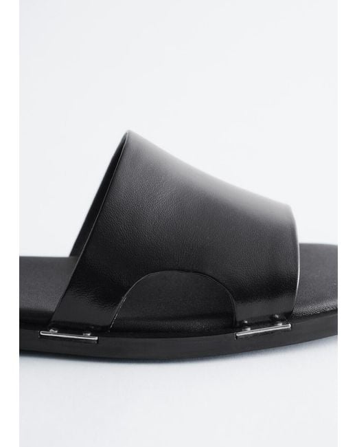 & Other Stories White Metal-Detail Leather Slides