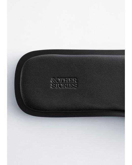 & Other Stories White Metal-Detail Leather Slides