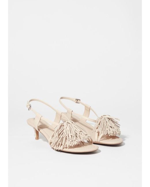 & Other Stories Natural Fringed Leather Sandals