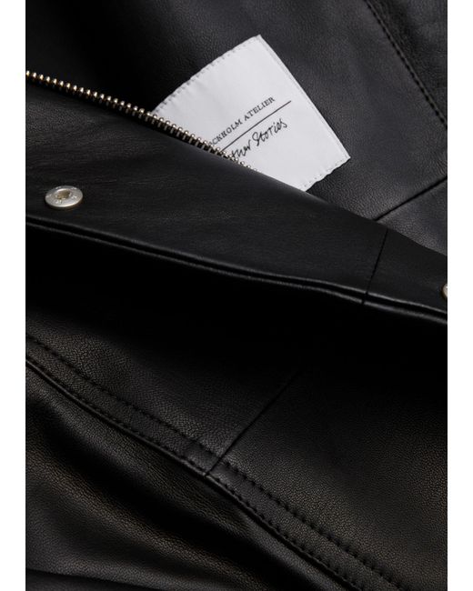 & Other Stories Black Oversized Leather Jacket