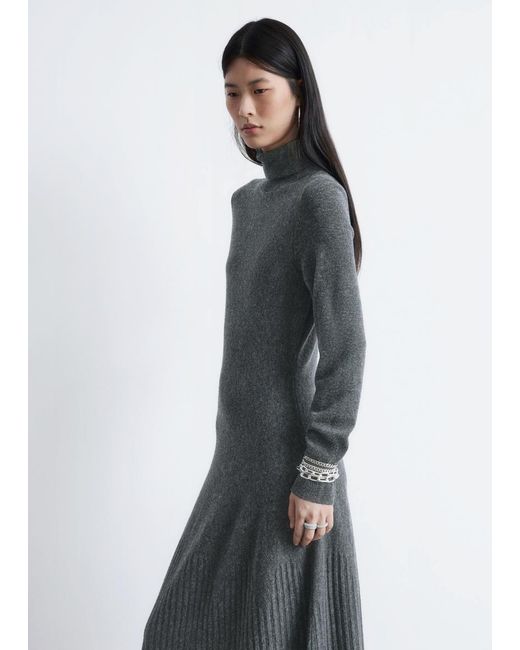 & Other Stories White Merino Wool Turtleneck Maxi Dress