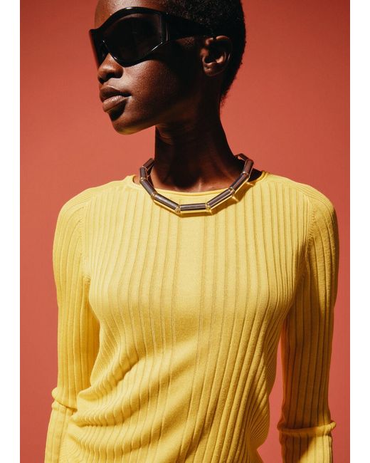 & Other Stories Yellow Ribbed Top