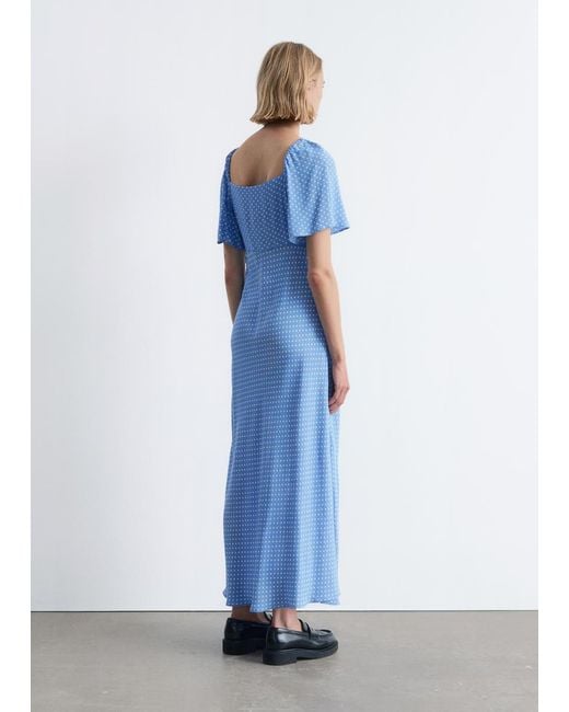 & Other Stories Blue Flutter-Sleeve Midi Dress