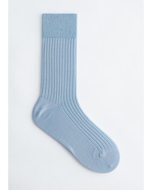 & Other Stories Blue Ribbed Silk Socks