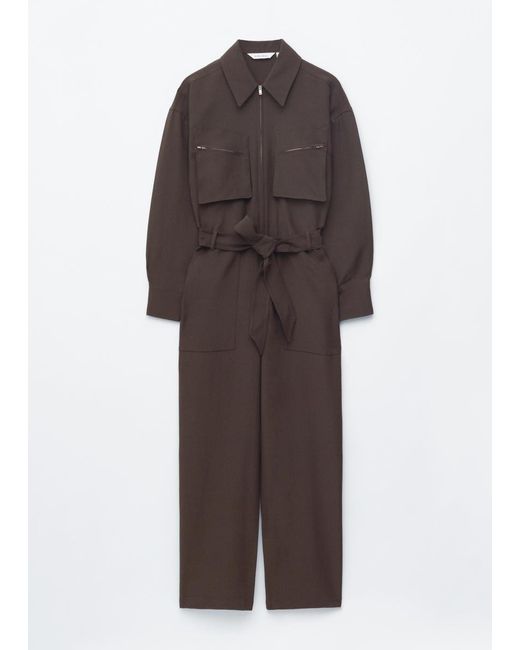 & Other Stories Brown Belted Utility Jumpsuit