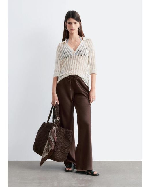 & Other Stories Brown Satin Pull-On Trousers