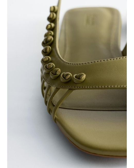 & Other Stories Green Leather Slingback Sandals