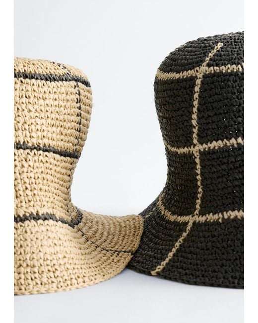 & Other Stories Black Woven Straw Bucket Hat