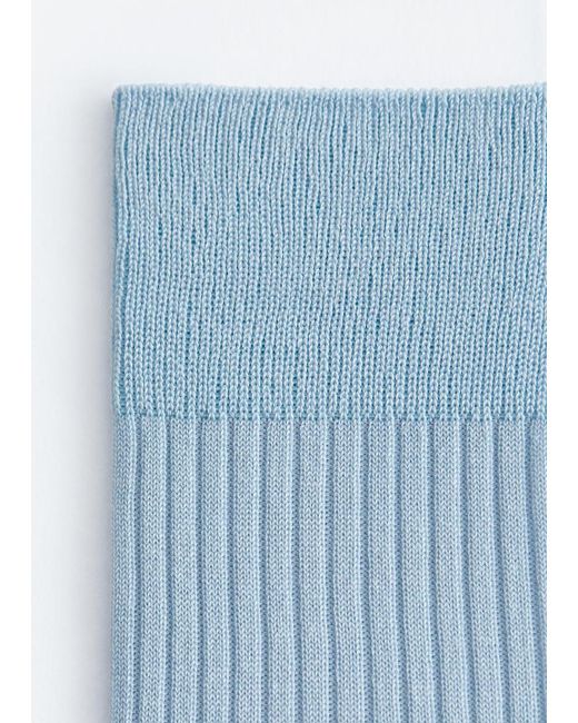 & Other Stories Blue Ribbed Silk Socks