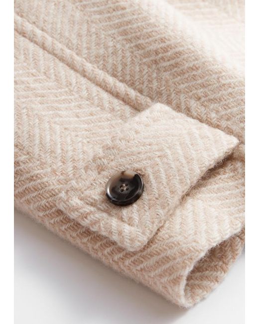 & Other Stories Natural Single-Breasted Mid-Length Wool Coat