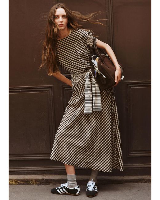 & Other Stories White Asymmetric Boatneck Midi Dress