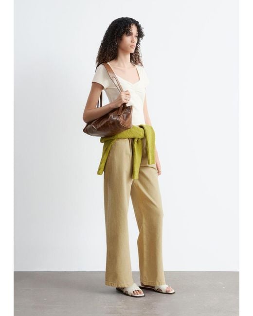 & Other Stories White Ruched Bust Jersey Top