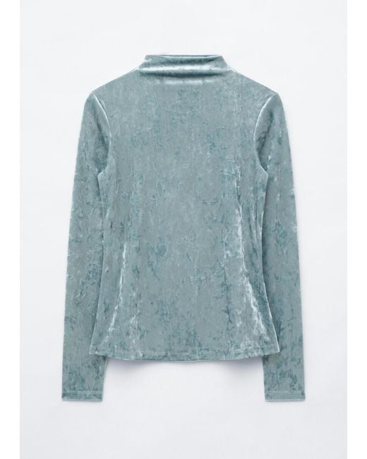 & Other Stories Blue Velvet Mock Neck Top