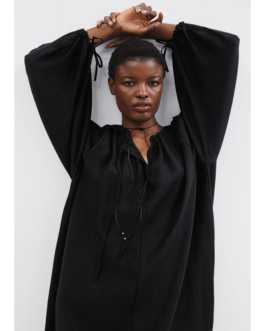 & Other Stories Black Floaty Oversized Midi Dress