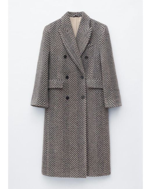 & Other Stories Gray Double-Breasted Cotton-Wool Coat
