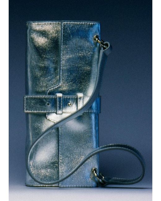 & Other Stories Blue Mini Leather Shoulder Bag