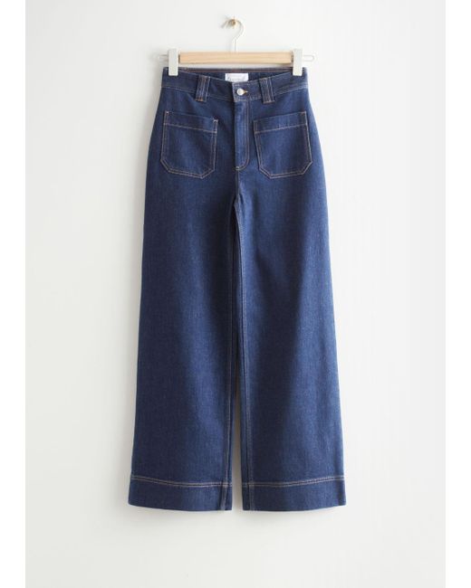 & other stories wide leg trousers in green check