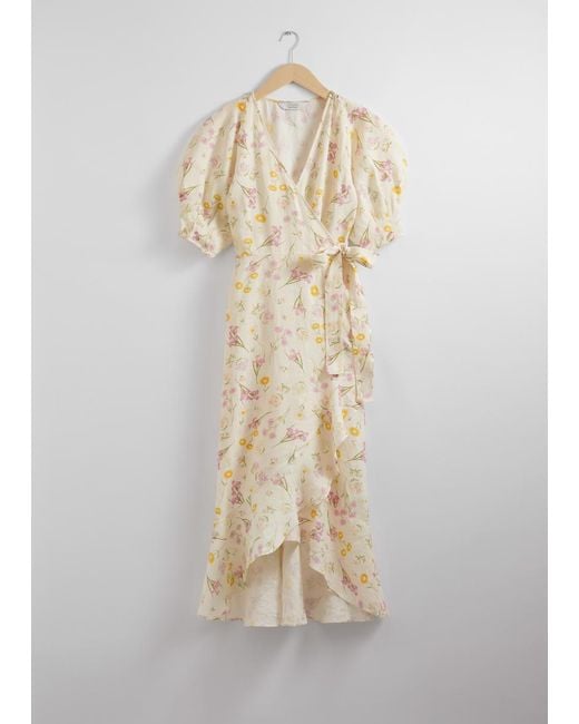 & Other Stories Natural Midi-Wickelkleid Aus Leinen