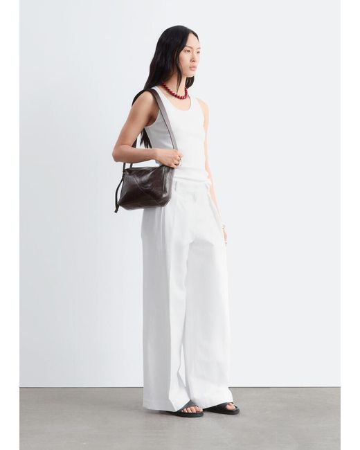 & Other Stories White Ribbed Cotton Tank Top