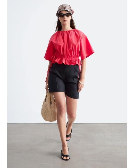 & Other Stories Red Drawstring Top