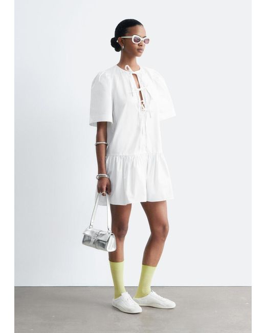 & Other Stories White Peplum Mini Dress