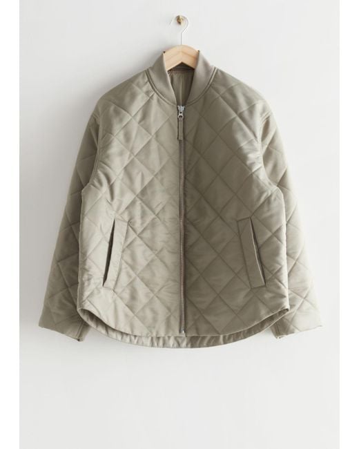 & Other Stories Green Oversized Quilted Jacket