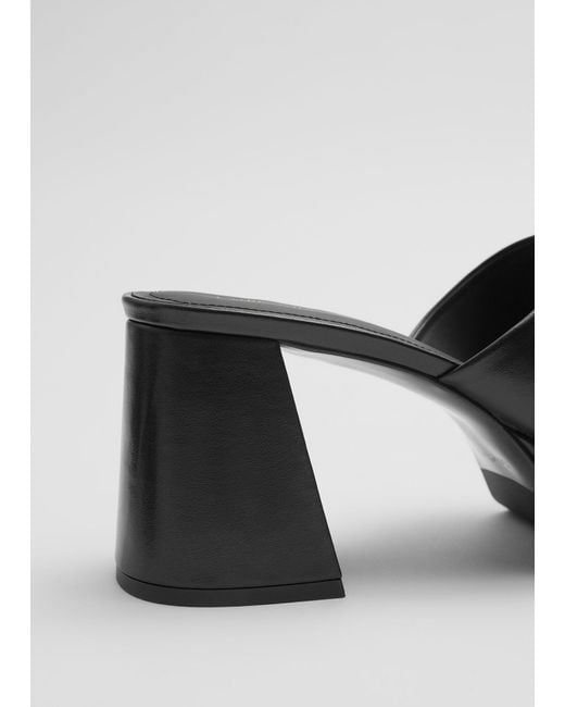 & Other Stories Black Platform Leather Mules