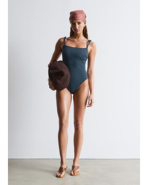 & Other Stories Blue Tie-Strap Swimsuit