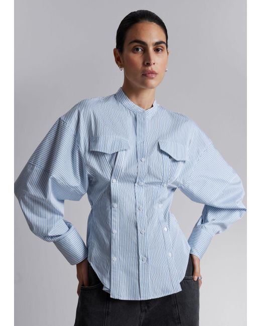 & Other Stories Blue Button-detailed Sculptural Shirt