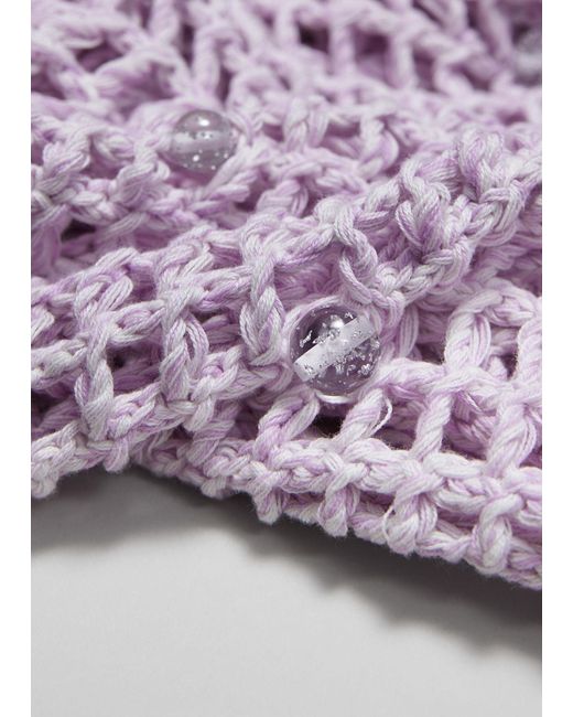 & Other Stories Purple Beaded Crochet Top