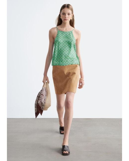 & Other Stories Green Silk Tank Top