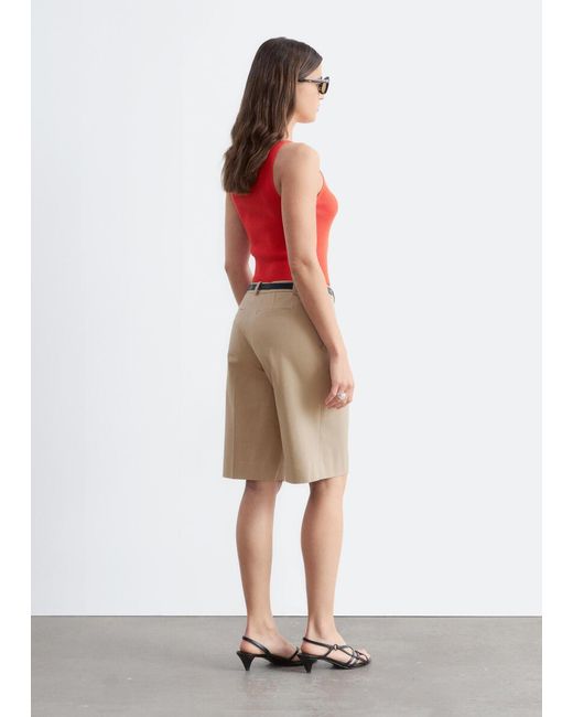 & Other Stories Natural Tailored Knee-Length Shorts
