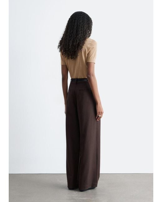 & Other Stories Brown Wool-Blend Tailored Trousers