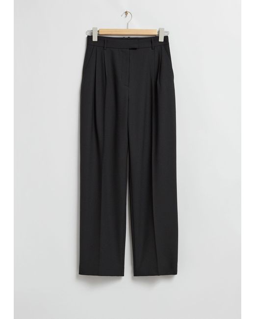 & Other Stories Black Relaxed Tailored Trousers