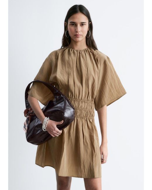 Other Stories Short Sleeve Ruched Mini Dress In White Lyst Other Stories Short Sleeve Ruched Mini Dress In White Lyst