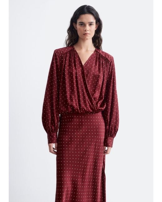 & Other Stories Red V-Neck Wrap Dress