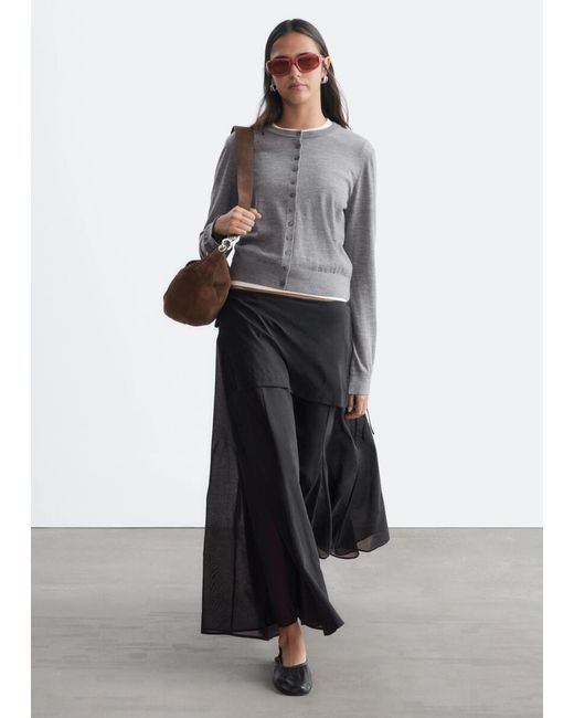 & Other Stories Gray Plain-Knit Wool Cardigan