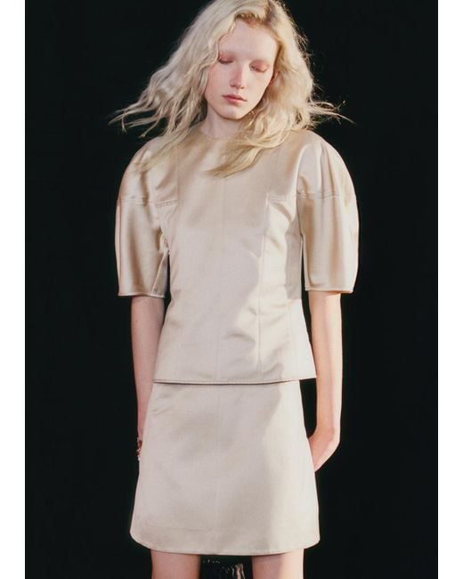 & Other Stories Natural Satin Mini Skirt