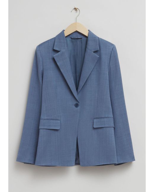 & Other Stories Blue Single Breasted Fitted Waist Blazer