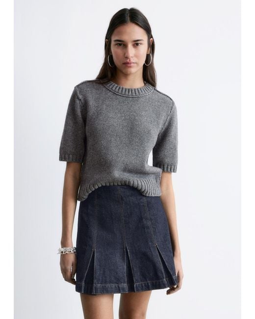 & Other Stories Blue Rib-Knit T-Shirt