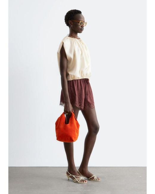 & Other Stories White Drawstring Silk Top