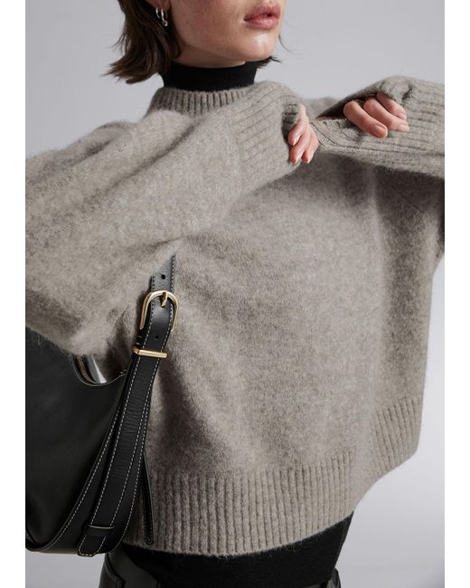 & Other Stories Gray Mock Neck Wool Sweater