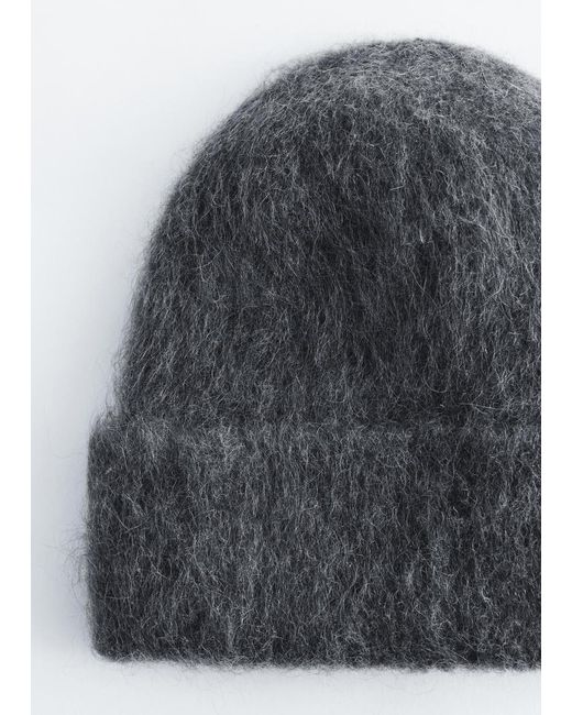 & Other Stories Gray Mohair-Blend Brushed Beanie