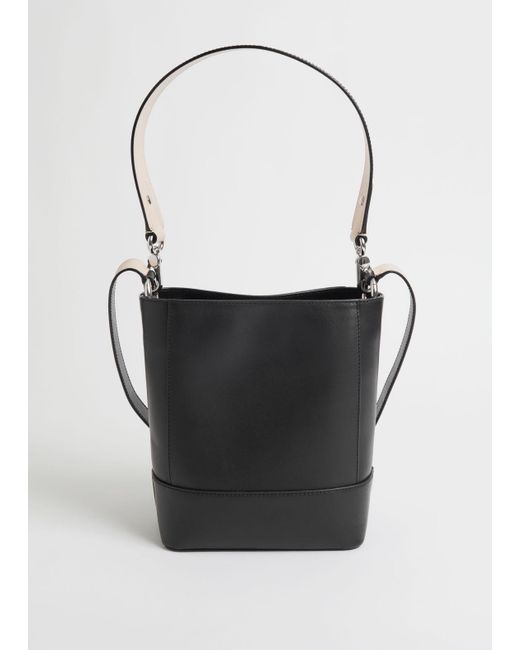 & Other Stories White Detailed Leather Bucket Bag