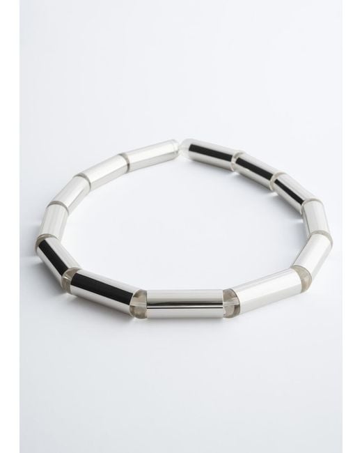 & Other Stories White Polished Brass Necklace