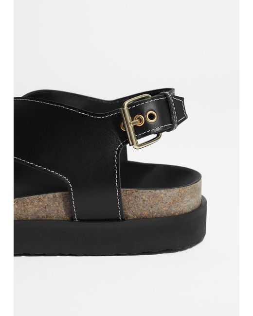 & Other Stories Black Criss-Cross Leather Sandals