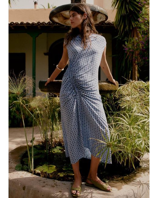 & Other Stories White Boat-Neck Midi Dress