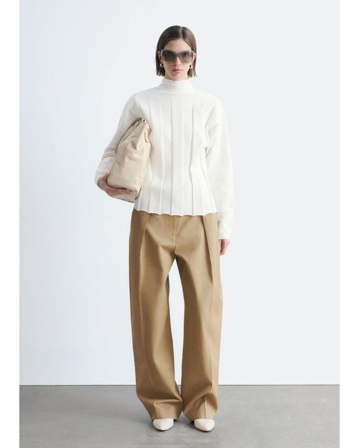& Other Stories White Ribbed Mock-Neck Top