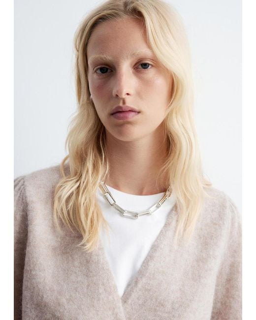 & Other Stories Natural Mohair-Blend Knitted Wrap Cardigan